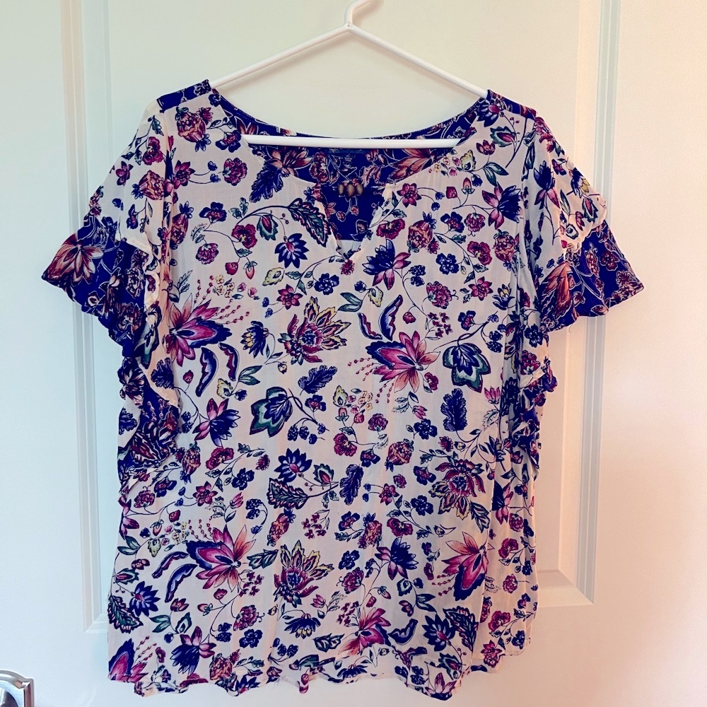 Democracy Double Ruffled Short Sleeve Blouse